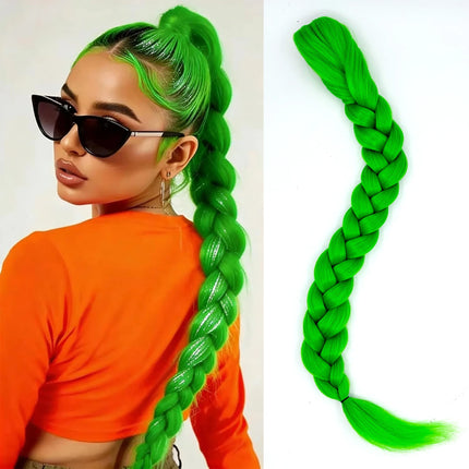 Rumi Purple Braids Cosplay Hair Extensions 26Inch Synthetic Braiding Hair Easy Clip in Ponytail for Cosplay Halloween Costume