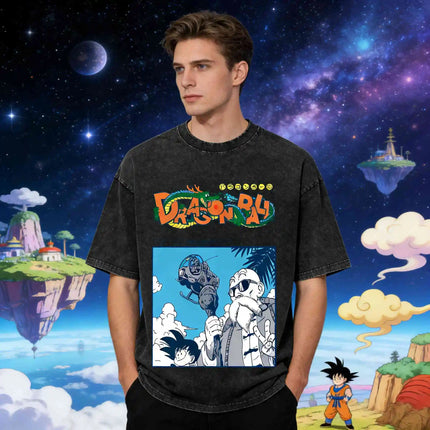 2026 Summer Dragon Ball Majin Vegeta Vintage Anime T-shirt Men's Pure Cotton Washed Tees Casual Loose Sports Daily Short Sleeve