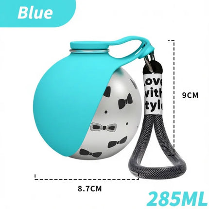 285ML Portable Leak Proof Pet Drinking Pot Outdoor Water Feeding Tool for Walking Pet 304 Stainless Steel Foldable Silicone Sink