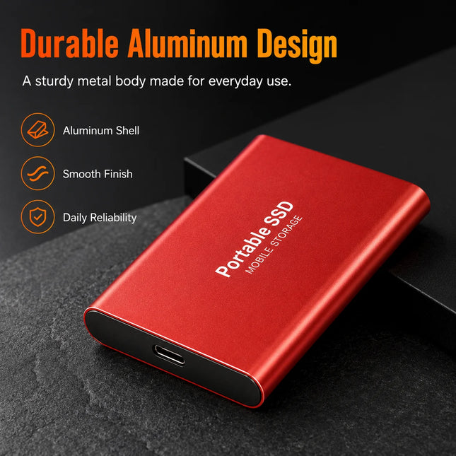 2TB Fast Portable Hard Drive External SSD Hard Disk USB Type-C High-Speed Storage for Laptop/Mac/PC