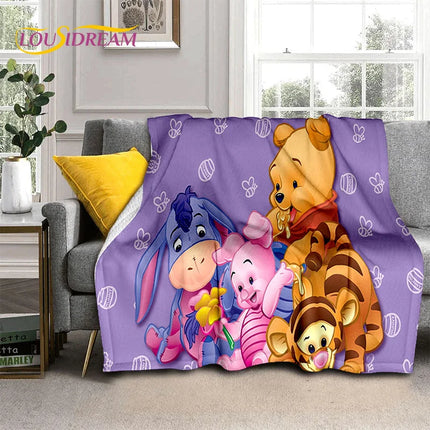 Cute Winnie Pooh Bear Cartoon Soft Flannel Blanket for Bed Bedroom Sofa Picnic,Throw Blanket for Outdoors Leisure Gift Kid Cover