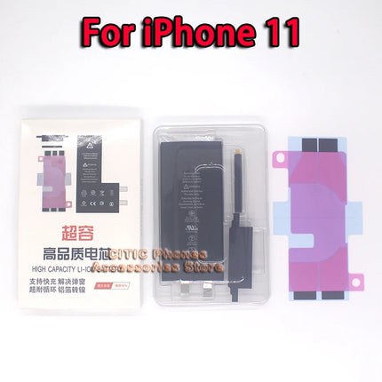 2Pcs Phone Battery Core No Flex Cable For iPhone X XS Max XR 11 12 13 Mini 14 Plus 15 Pro Max SE2 SE3 High Capacity Battery Cell