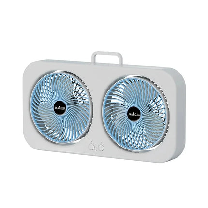 Dual Head USB Fan 360 Rotatable Blades Wall Mount or Freestanding Design Rechargeable Fan for Office Bedroom Outdoor Camping