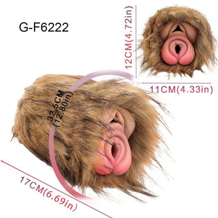 ELKKOST Silicone Animal Fantasy Male Masturbator with Fur Pocket Stroker Pussy Penis Sleeve Fake Vagina Anal Sex Toys for Men