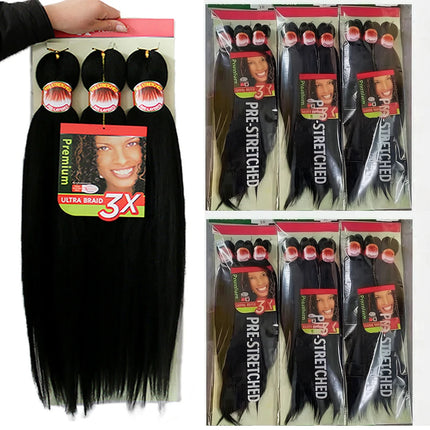 Braiding Hair Pre Stretched 3X Braid 26 Inch Ombre Braiding Hair Blonde Synthetic Fake Hair Extensions for Crochet Twist Women