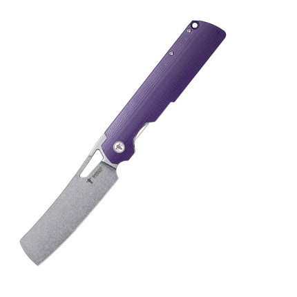 Shooziz Folding Camping Knife,Pocke knife for Man，D2 Satin/Stomewash Blade,Brass Washer for Outdoor EDC Tool,G10/Micarta Handle