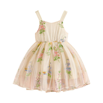 ma&baby 9M-4Y Toddler Baby Kid Girl Dress Infant Princess Summer Tulle Floral Embroidery Birthday Party Dresses For Girls