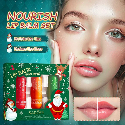 SADOER Christmas Moisturizing Lipstick Anti Wrinkles Hydrating Repair Nourishing Plump Lips Lip Balm Lip Plumper Skin Care