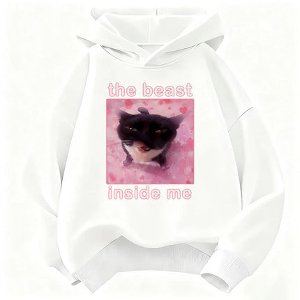 Kawaii The Beast Inside Me Cat Meme Hoodie Children's Sweatshirt Cute Hoody for Boys Girls Autumn Winter Casual Hoodies