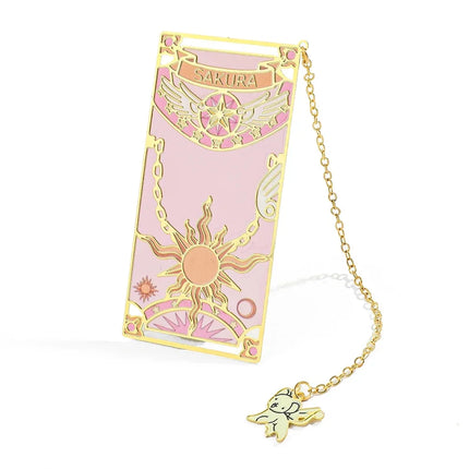 Kawaii Sweet Anime Card Cap tor Sakura Book Mark with Creberus Tassel Metal Bookmark for Women Girl Fans School Reading Supplies