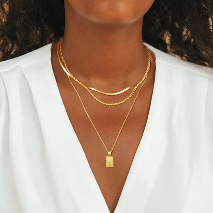 Layered Pedant Necklaces for Women Stackable 14K Real Gold Plated Silver Chain Necklace Layering Pendant Necklace Trendy Jewelry