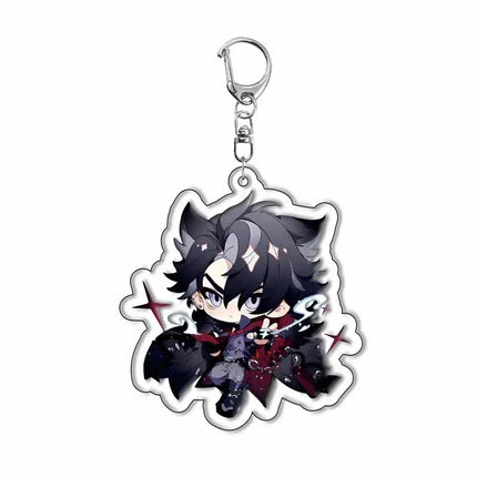 Genshin Impact Sigewinne Arlecchino Charlotte Keychain Anime Game Backpack Pendant Acrylic Accessories