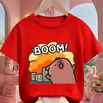 Kids Capybara Cute Kawaii T Shirt Summer Boys Girls Cartoon Crew Neck Fashion Street Casual Clothing 3 14Y