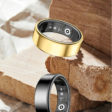 R09 Smart Ring Men Women with Charging Case,Heart Rate Blood Oxygen,Skin Temperature Monitor,5ATM Waterproof For Android iOS