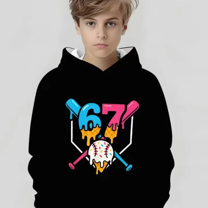 Fun Six Seven 6 7 Meme Design Hoodie for Kids Chaotic Humor Y2k Game Saying Tee Novelty Gift Boys Top Fashion Children's Clothes