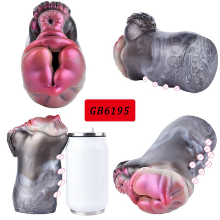 GEEBA Dual Hole Animal Pussy Man Penis Stroker Fantasy Silicone Male Masturbator Realistic Vagina Pocket Onahole Adult Sex Toys