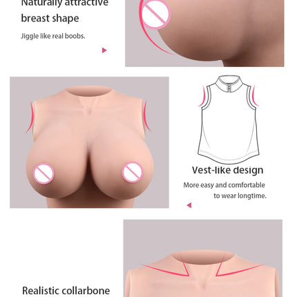U-Charmmore H Cup Silicone Breast Forms Breastplate Fake Boobs For Crossdresser Drag Queen Cosplayer Transgender