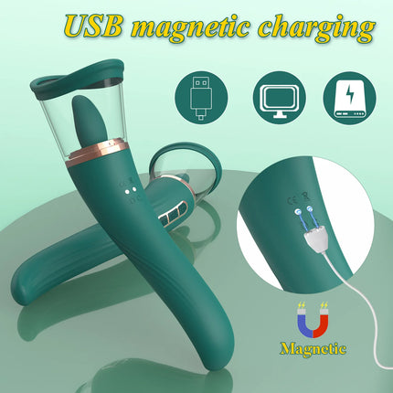 Tongue Licking with Sucking G Spot Vibrator 3 in 1 Sex Toys for Women Powerful Clitoral Nipple Oral Sucker Stimulation Massager