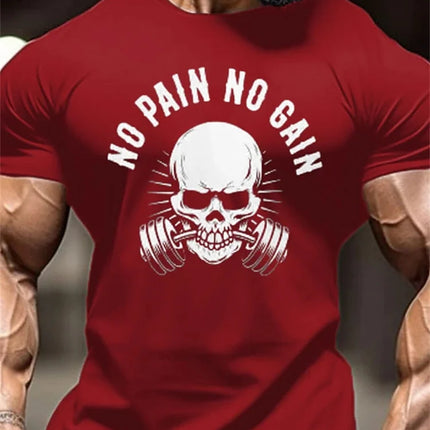 New Men's Fitness T-Shirt Fierce Gym Sports Short-Sleeved Top Quick-Dry Round Neck T-Shirt Fitness Competition Training Clothes