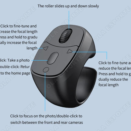 Cell Phone Scrolling Ring Wireless Finger Shutter Remote Control Page Turner Mobile Phone Controller Bluetooth For Travel New