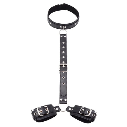 1PCS Neck To Wrist Restraints Kit Sexy Women Fetish Behind Back Handcuffs Collar Adjustable Bondage Set Couple Sex Game Tool