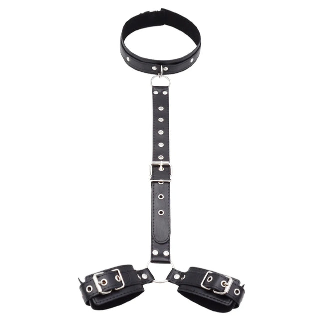 1PCS Neck To Wrist Restraints Kit Sexy Women Fetish Behind Back Handcuffs Collar Adjustable Bondage Set Couple Sex Game Tool