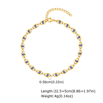 Stainless Steel Lucky Evil Eye Anklet Bracelet for Women, Blue Eye Beaded Chain Foot Anklets Summer Beach Lucky Amulet Gift