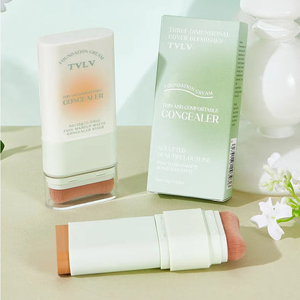 Contour and Concealer Dual-Head Foundation Cream, Moisturizing and Non-tarnishing, Non-caking Foundation Lotion