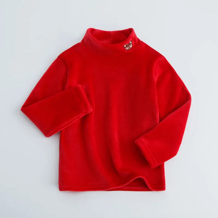 Warm Base, Autumn and Winter with Fleece, Children's Long Sleeved Fleece Thickened Shirt, Men's and Women's High Neck Top