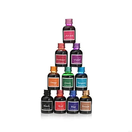 10 Colors 1 Bottle Pure Colorful 30ml Fountain Pen Ink For Refilling Inks Stationery School Office Supplies Drop Shipping
