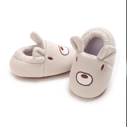 Cartoon Animal Pattern Newborn Baby Shoes Boys Girls 0-18M Slippers Soft Sole Non-slip Crib First Walker Winter Warm Booties