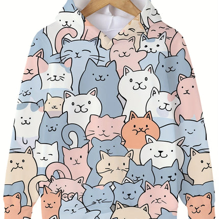 Children's Clothing﻿﻿ Hoodies Long Sleeve Kids Clothes Girl Boy Autumn Sweatshirt Cartoon 3D Cat Print Streetwear Children Top