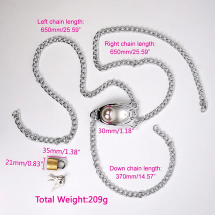 1set, Metal female chastity lock, rotating pearls, sexy lingerie accessories, prevent derailment, partner sex toys