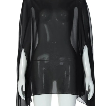 Woman Clothes See-through Chiffon Blouses Sexy Fashion Solid Cover-ups Ladies Elegant Night Club Tops White Black Streetwear