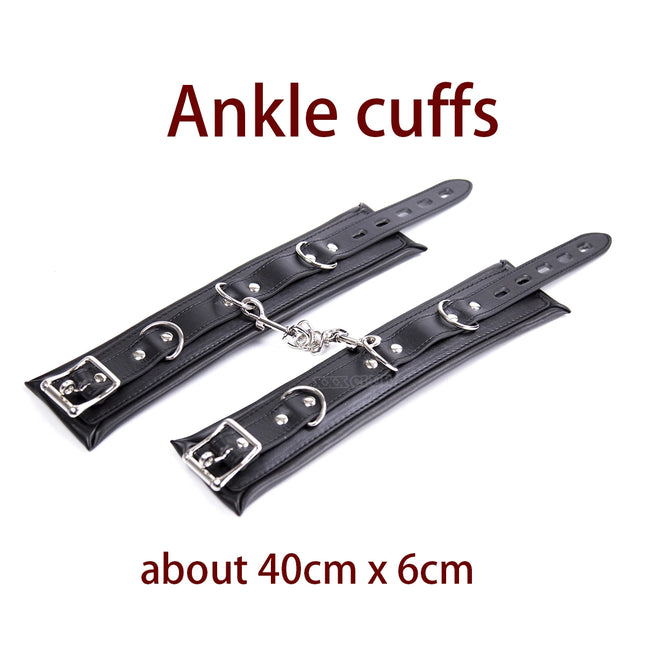 Puppy Play Adjustable Stainless Steel Spreader Bar Set, Unisex Sex Slave Collar Handcuffs Ankle Cuffs Fetish Restraints