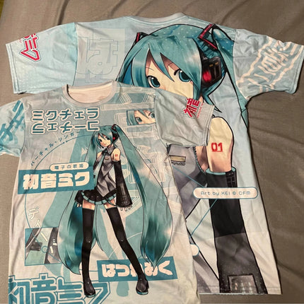 2026 Summer Miku Hatsune Retro Cosplay T-shirt Men's Oversized 3D Printed Short-sleeved Family Unisex Children's Sports Shirt