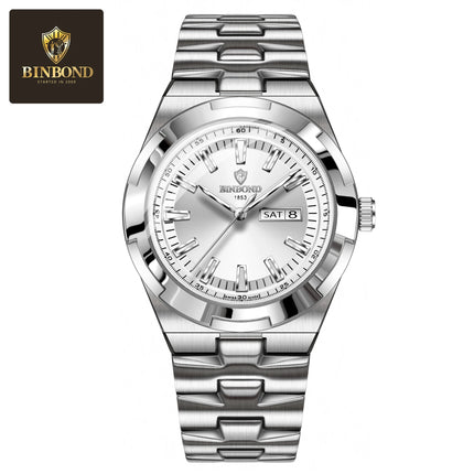 BINBOND New Luxury Quartz Men's Wristwatch Sport Men Watches Waterproof Luminous Date Week Stainless Steel Men's Watch Male Reloj
