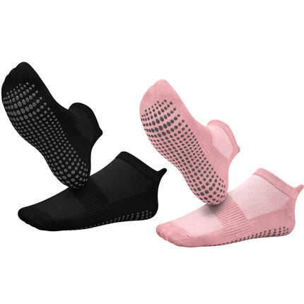 2 Pairs Yoga Socks Women Cotton Short Mesh Breathable Professional Non-slip Floor Pilates Dance Sports Gym Socks