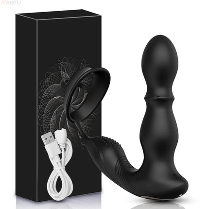 Wireless Remote Control Male Thrusting Prostate Massager 3 Moto Anal Plug Dildo Butt Plug Sex Toys for Men Telescopic Cock Ring