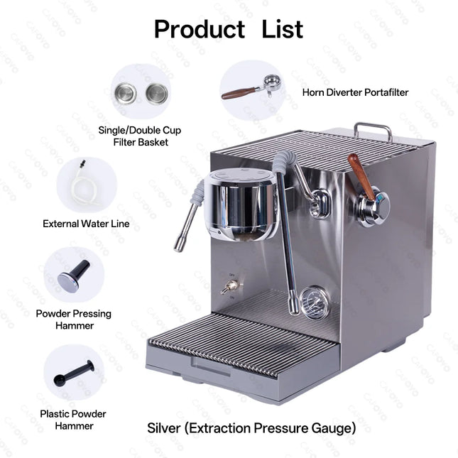 CAFOVO E120 9Bar Espresso Machine 3 Boiler ULKA 2 Pump OPV System with OLED Display for Cafe Barista Coffee Maker 220V