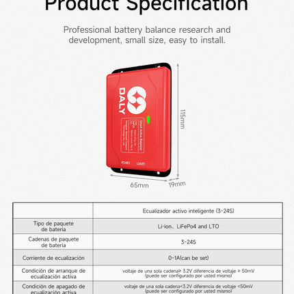 DALY software Active 1A balancer with Bluetooth UART 1A 4S 8S Equalizer suitable for LI-ION Lifepo4 LTO battery pack