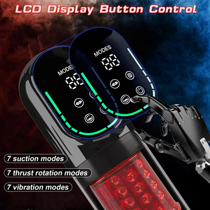 Enlargers LCD APP Penis pump Pocket Pussies Thrusting Rotating Vibrating Sucking Lickin 9 In 1 Multi-Functional Cook Exerciser