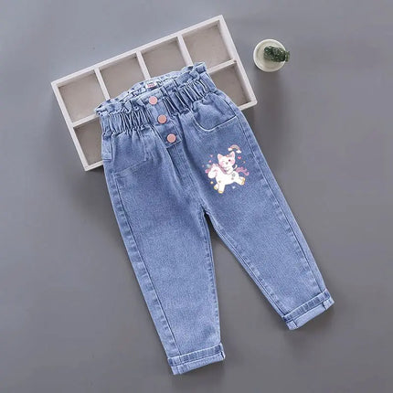 Girls' Pants Kids' Clothes Children's Jeans Cowboy Denim Pants Spring Autumn Fashion Clothing Streetwear Casual Harajuku
