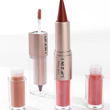 2IN1 Tapered Gradient Lipliner Pen Nude Brown Mirror Glass Lip Gloss Matte Lip Liner Waterproof Lip Contour Non Stick Makeup