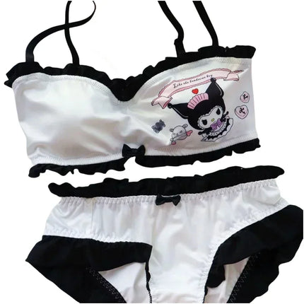 Sanrio new Cinnamoroll Kuromi Japanese kawaii girl underwear set cute loli student no steel ring bra tube top peripheral
