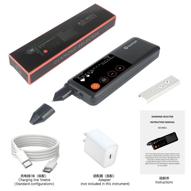 Type-C Rechargeable Diamond Test Pen Thermal Conductivity UV Hardness Stainless Steel Tool For Jade Jadeite Moissanite Crystal