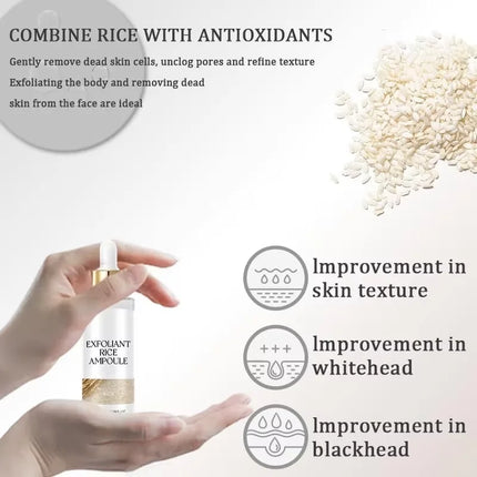 Black&White Rice Exfoliating Essence Dead Skin Remover Facial Glowing Replenisning Shrink Pore Hyaluronic Acid Brightening Serum