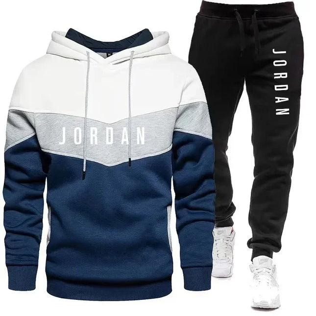 JORDAN Embroidered Winter-Spring Men's Sportswear Set - Casual Three-Color T-shirt - Men's Single-Piece Hooded Jogging Jacket an