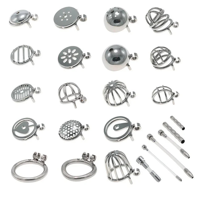 Cock Cage Lockable Chastity Belt Penis Ring Metal Cock Cage Chastity Device Erotic Sex Toys For Men Ball Scrotum Stretcher