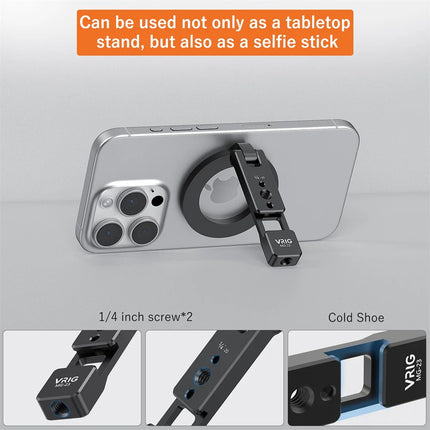 VRIG Multi-function Magnetic Phone Holder w 1/4"-20 Cold Shoe Desktop Phone Tripod Mount For MagSafe iPhone Android Mic Lights